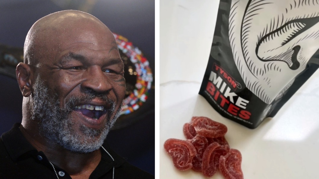 泰森推出一款名為「Mike Bites」的大麻軟糖。（合成圖／達志影像路透社、翻攝自miketyson Instagram）