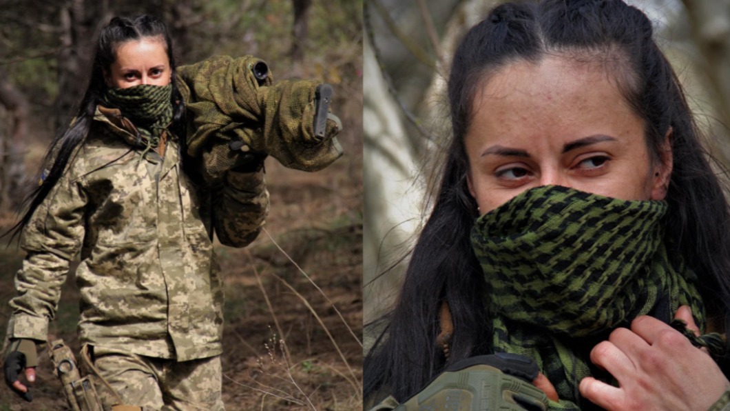 稱號「Charcoal」的烏克蘭女狙擊手。（圖／翻攝自@lapatina_推特）