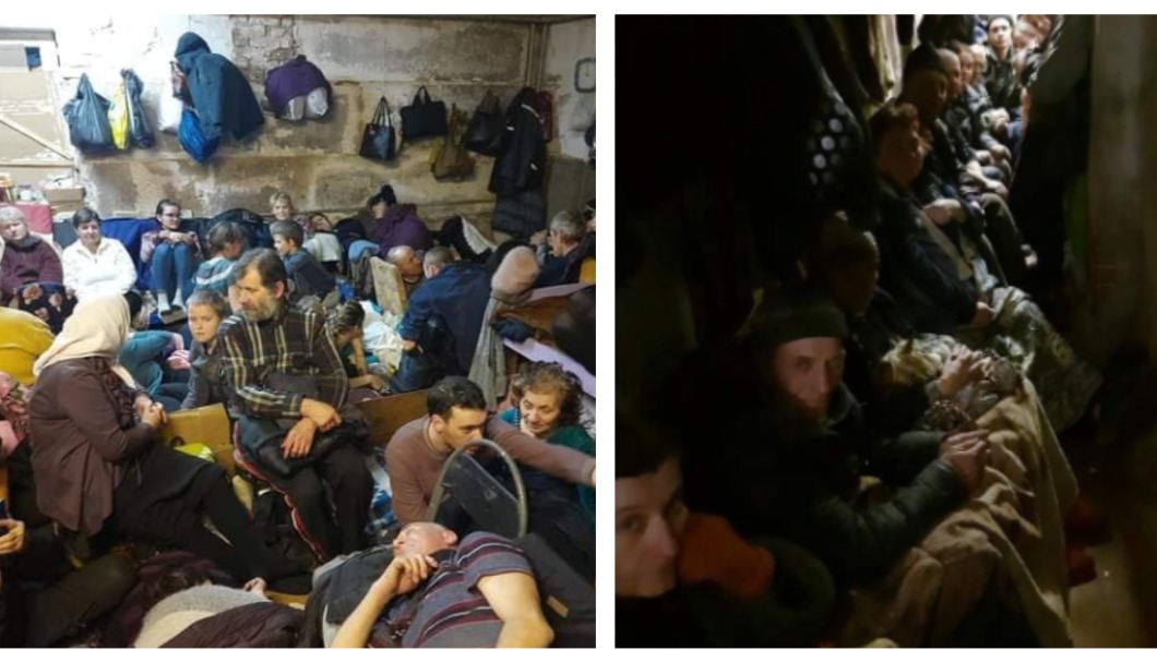 俄軍要求300位村民待在學校地下室。（圖／翻攝自＠tvtoront推特）