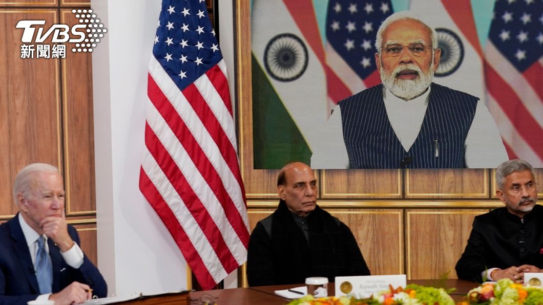印度總理莫迪與美國總統拜登舉行視訊對話。（圖／達志影像美聯社）