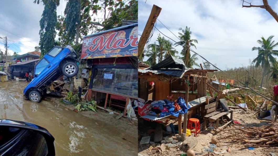 梅姬颱風重創菲律賓卡利科安島。（圖／翻攝自@ShelterBoxCan推特）