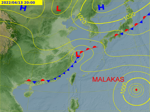 The front is gradually approaching this evening (13).  (Photo/Meteorological Bureau) Malka opened his eyes!  At night, the temperature "dropped 9 degrees" and the temperature plunged for 4 consecutive days of rain
