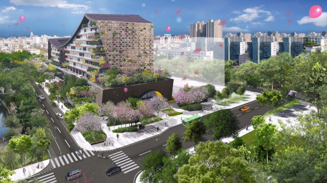 鳳山開發大樓位於台鐵鳳山車站上，將打造成「空中鳳城」。（此為3D模擬圖／交通部鐵道局南部工程處提供）