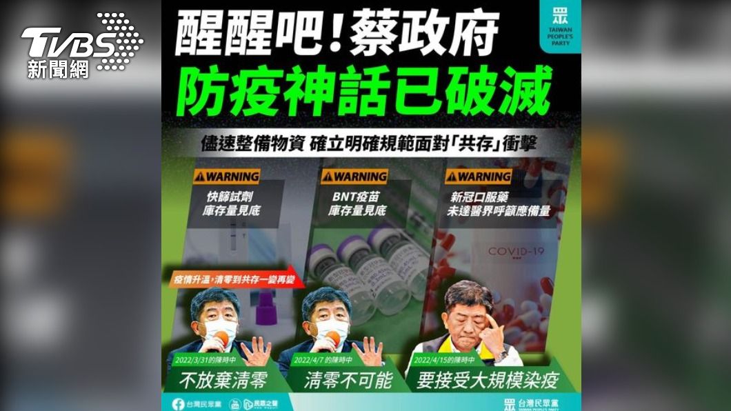 民眾黨批政府防疫神話破滅。（圖／翻攝自台灣民眾黨臉書）