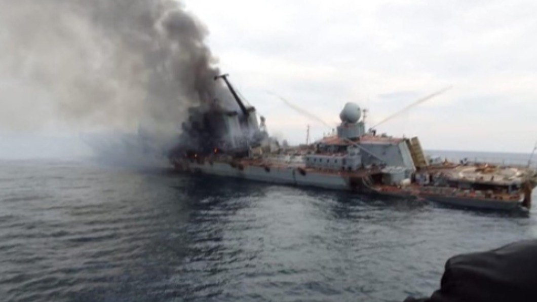 黑海艦隊旗艦「莫斯科號」上週沉沒。（圖／翻攝自推特）