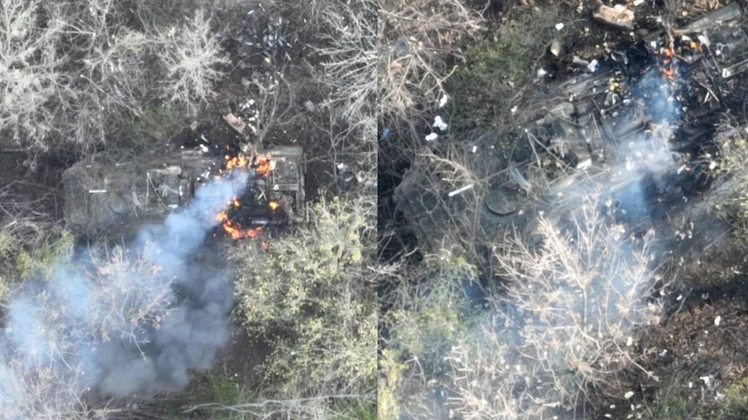 烏克蘭摧毀多輛俄羅斯軍車。（圖／翻攝自Ukraine Weapons Tracker Twitter）