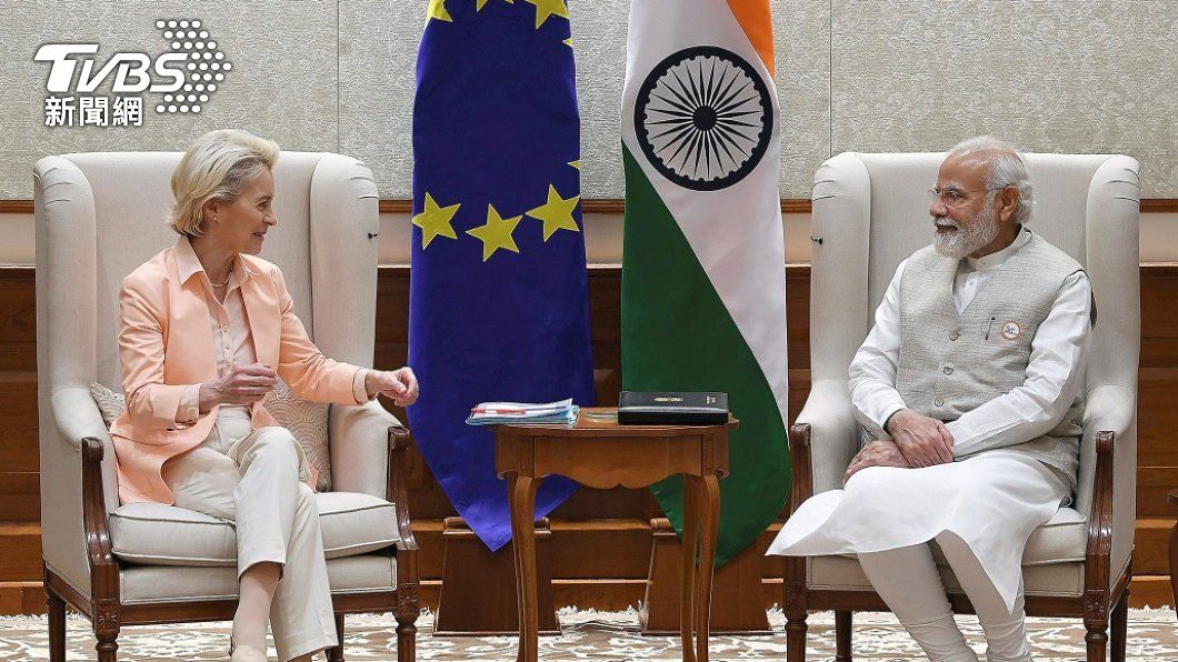 歐盟執行委員會主席范德賴恩與印度總理莫迪。（照片來源：AP）