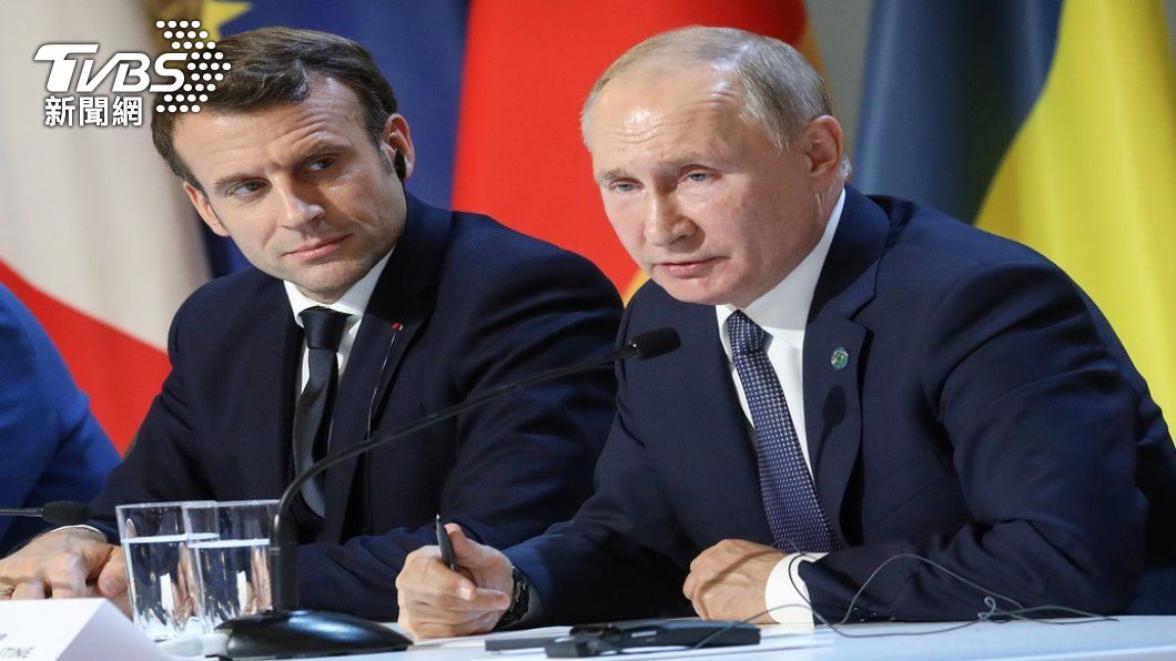 法國總統馬克洪與俄羅斯總統普欽。（圖／路透社）