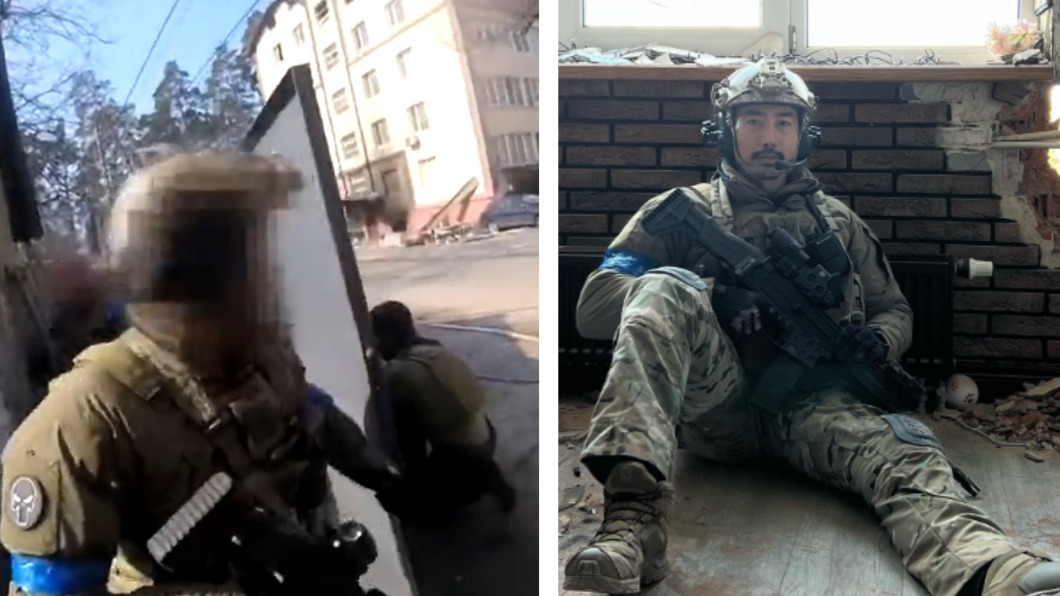 韓國Youtuber李根大尉疑似在烏克蘭作戰畫面中現身。（圖／翻攝自李根大尉IG、funker530網站）