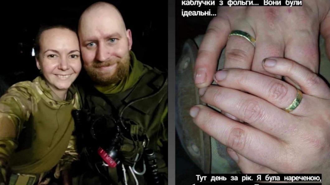 烏克蘭士兵情侶在5日於亞速鋼鐵廠內完婚。（圖／翻攝自推特）