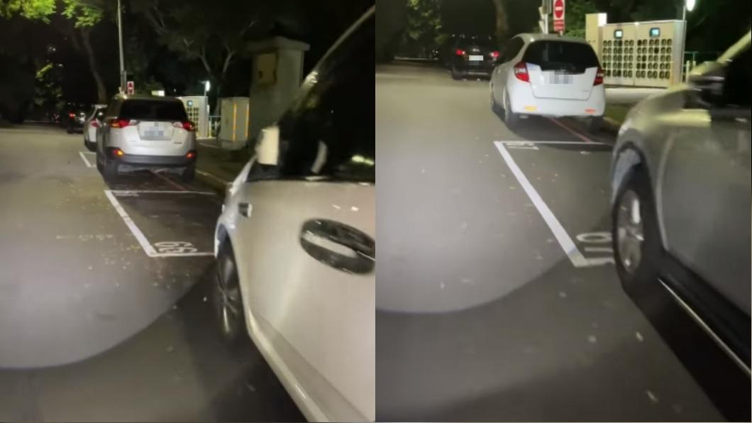 有民眾放著停車格不停，偏偏要停在紅線上。（圖／翻攝自地圖型行車影像分享平台YouTube）