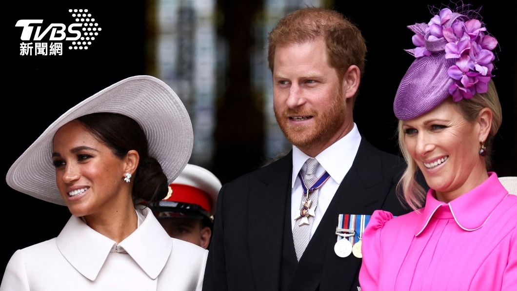 哈利王子與妻子梅根出席英國女王白金禧儀式。（圖／達志影像美聯社）