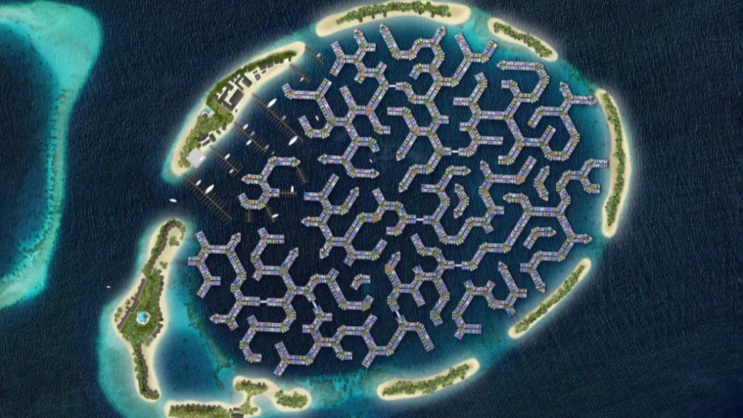 馬爾地夫政府於2021年正式提出「馬爾地夫漂浮城市」（Maldives Floating City，簡稱MFC）計畫。（圖／翻攝自CNN） 全球暖化「渡假天堂」下沉中！　馬爾地夫打造漂浮城市免滅頂
