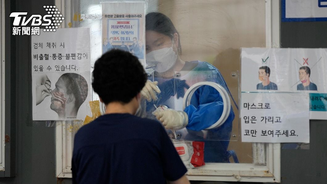 南韓週末檢測數減少，但仍通報超過萬起個案。（圖／達志影像美聯社） 南韓疫情又反彈「連4日確診破萬」　重啟國門境外個案升