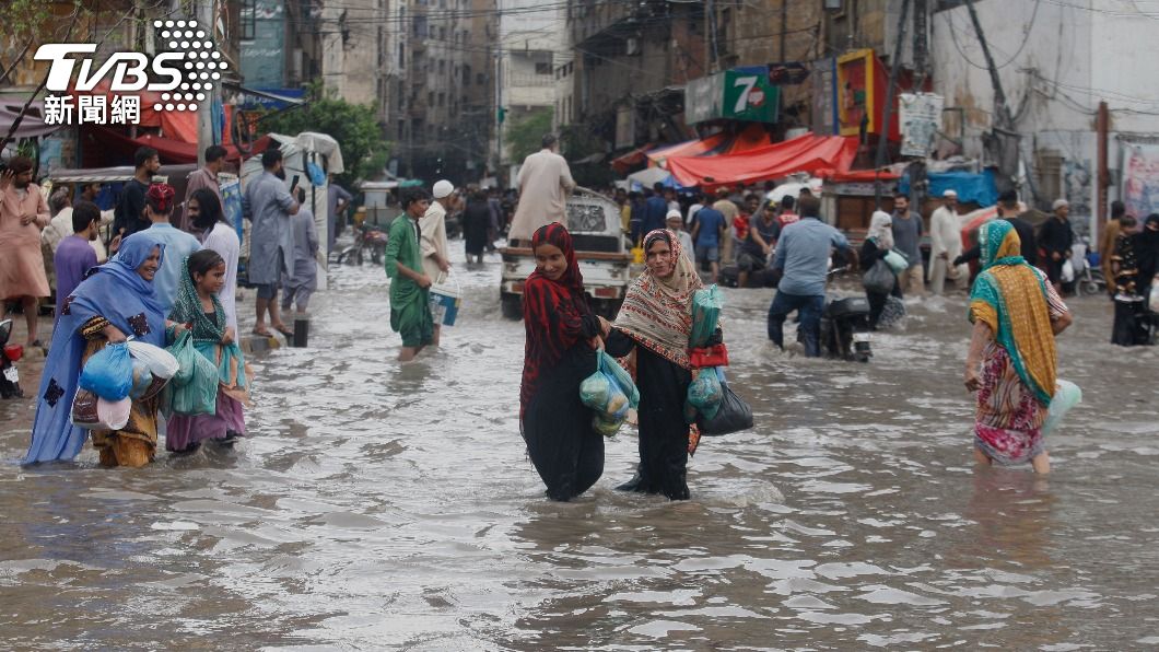 巴基斯坦雨季洪災氾濫。（圖／達志影像美聯社）