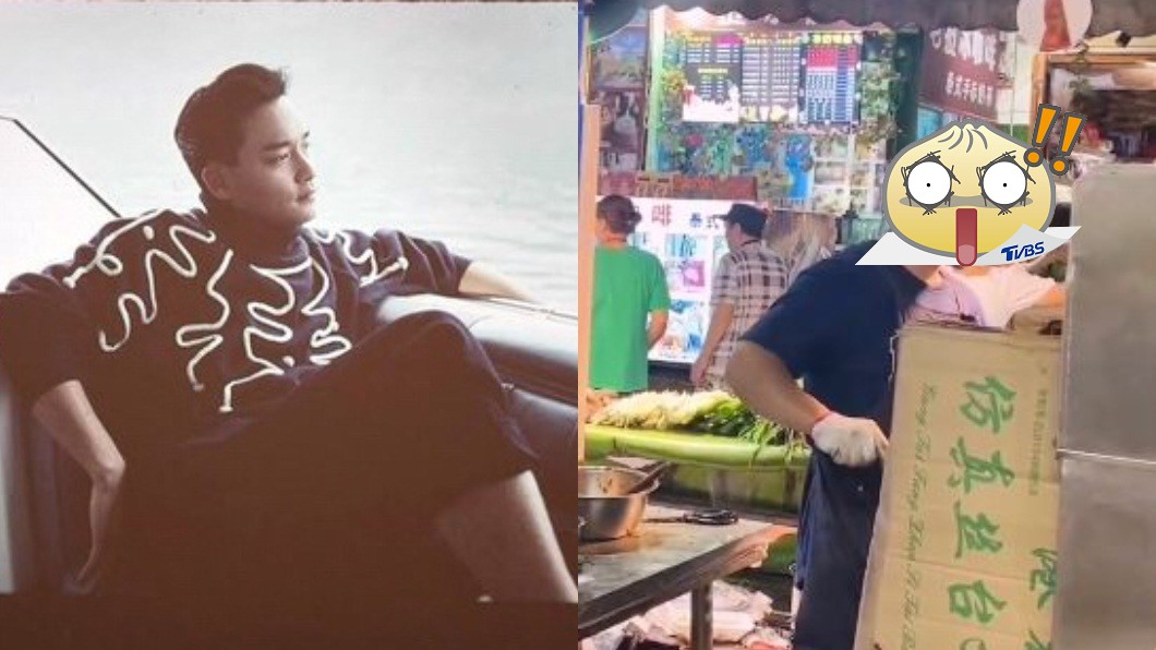 最近有網友分享大陸雲南一處燒烤攤老闆長相超像已故香港巨星張國榮。（合成圖／翻攝自微博）