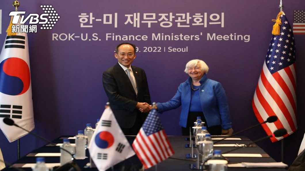 美國財政部長葉倫與南韓總統等高官會面。（圖/路透社）