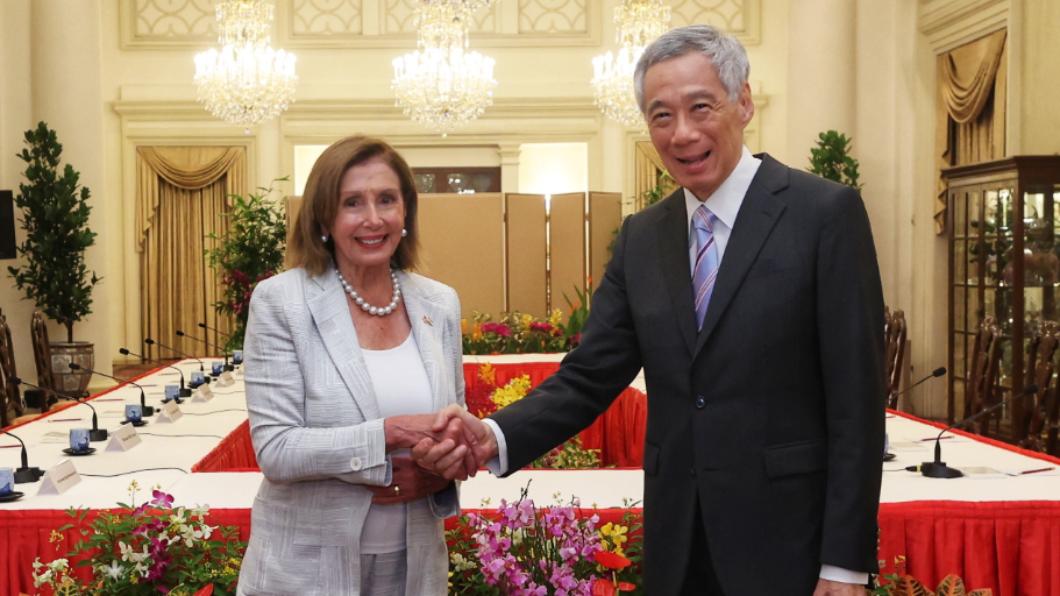 裴洛西會晤新加坡總理李顯龍。（圖／達志影像美聯社）
