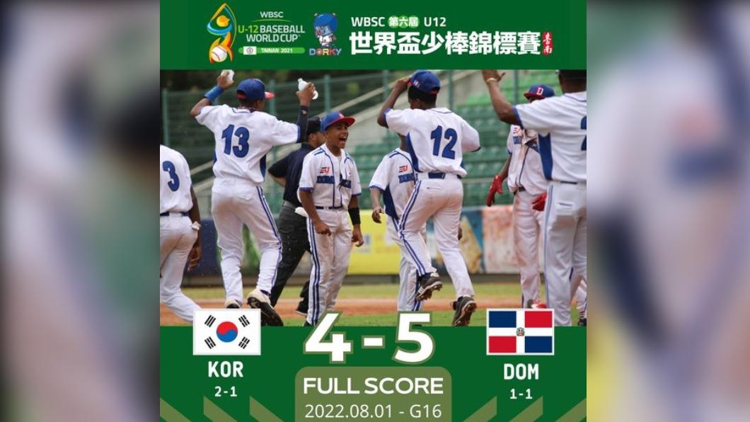 多明尼加以5比4勝韓國。（圖／翻攝自U12世界盃少棒賽臉書）