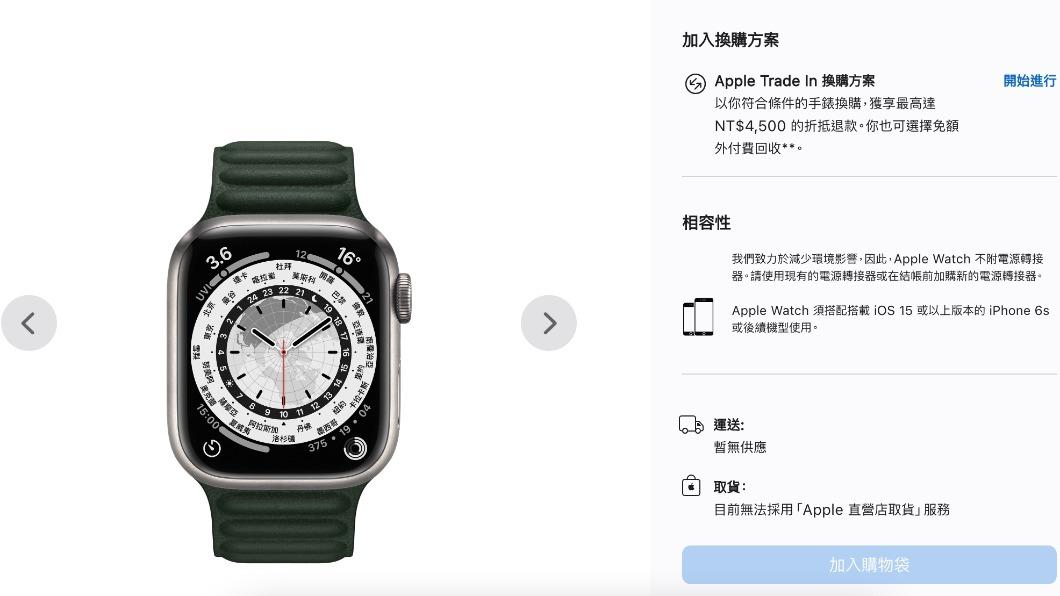 Apple Watch Edition部分型號無法供應。（圖／翻攝自蘋果官網）
