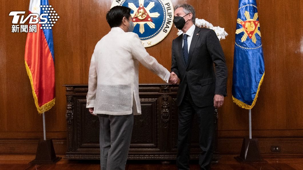 菲律賓總統小馬可仕接見美國國務卿布林肯。（圖／達志影像美聯社）