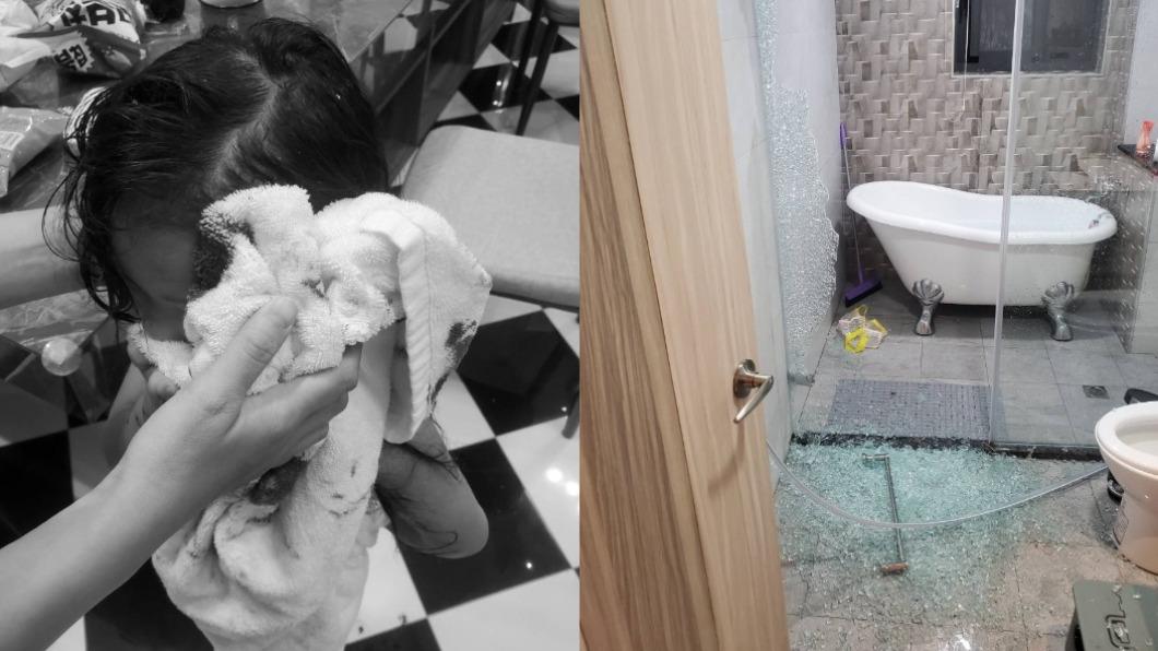 民宿浴室玻璃門破裂導致女童全身是傷流血。（圖／翻攝自「好想住飯店⭕好康.踩雷不藏私」）