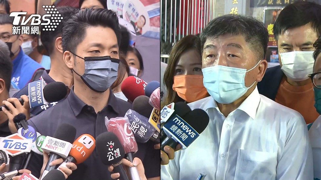 國民黨台北市長參選人蔣萬安（右）、民進黨台北市長參選人陳時中（左）。（圖/TVBS）