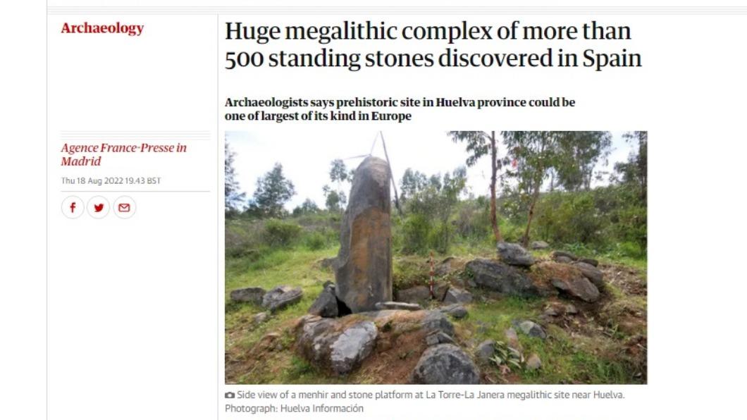 西班牙一處農地發現巨石陣。（圖／翻攝自The Guardian）