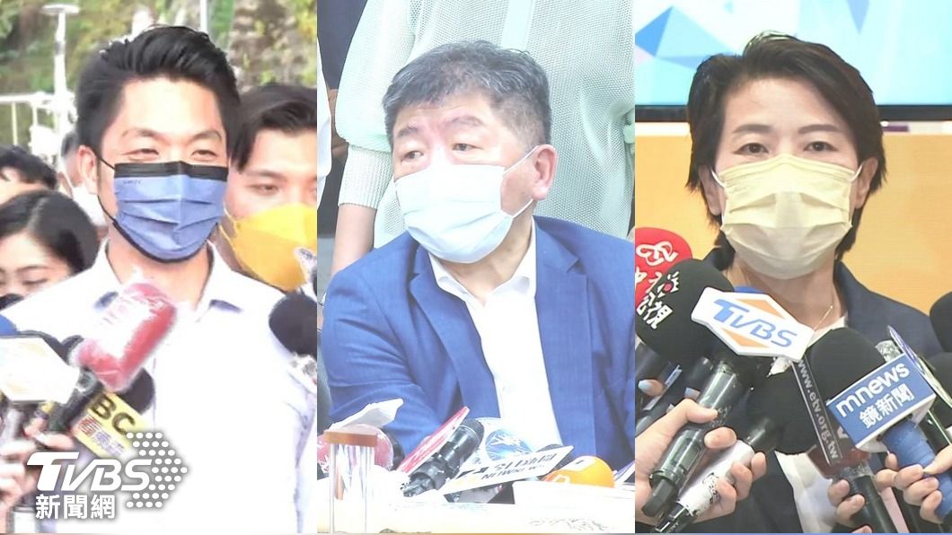 台北市長參選人蔣萬安、陳時中及黃珊珊。（圖／TVBS）