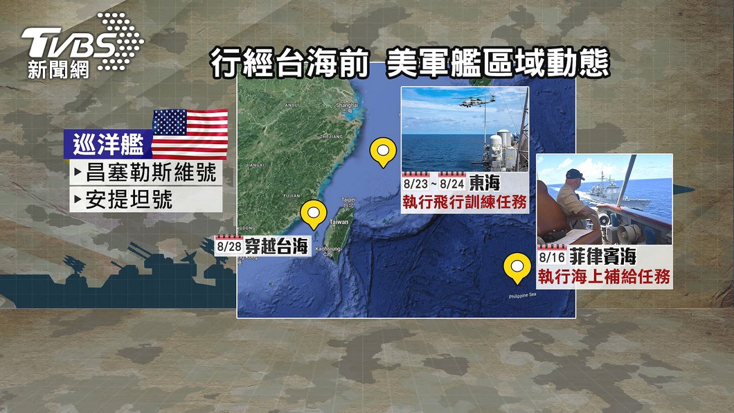 圖／TVBS 裴洛西後首次！　美軍派2艘飛彈巡洋艦行經台海