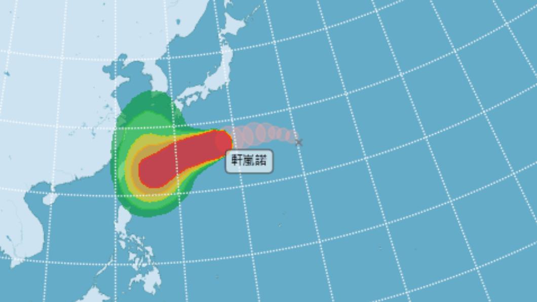 「軒嵐諾」升級強烈颱風。（圖／中央氣象局官網） 