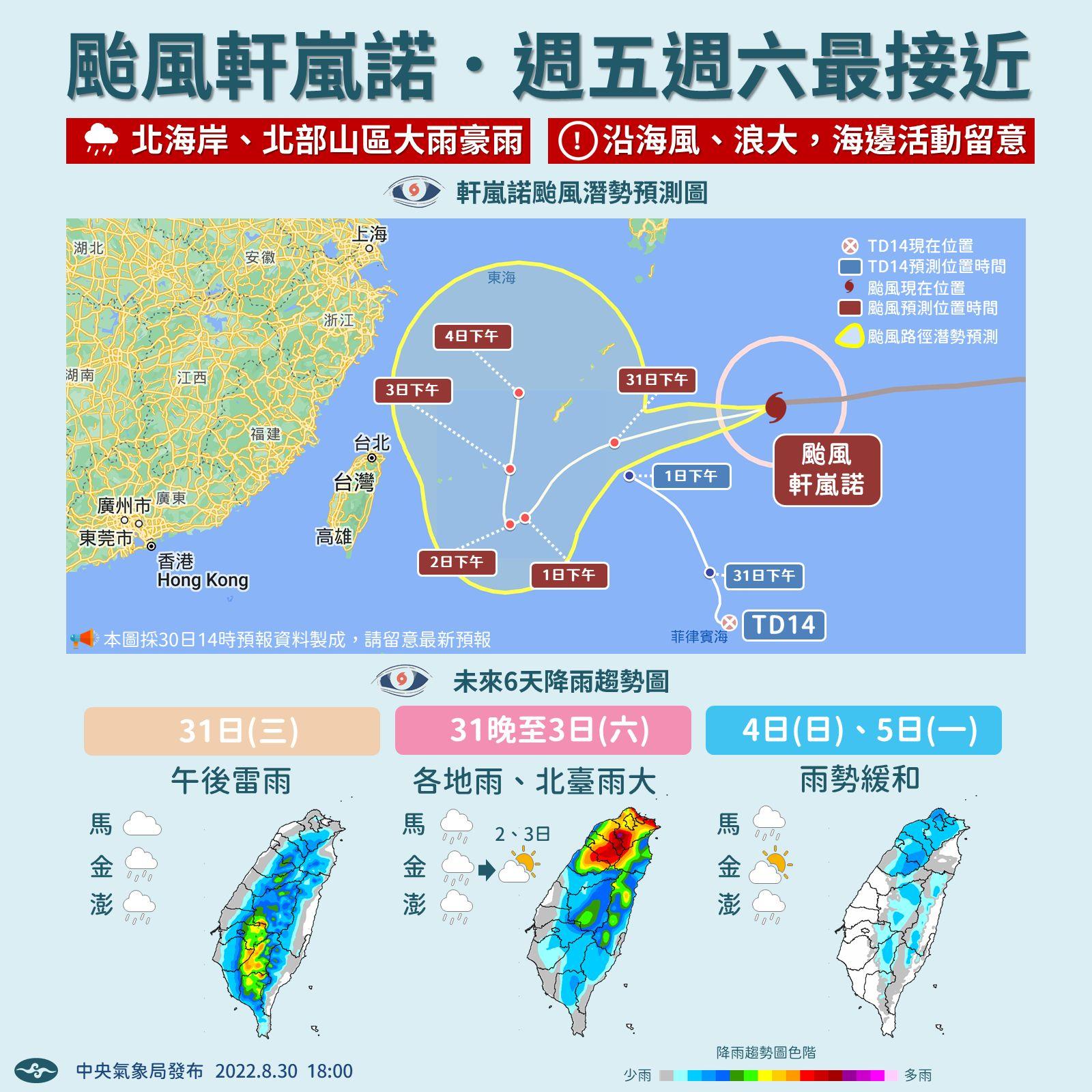 暴風圈侵襲率曝！軒嵐諾現清晰雙眼牆「氣象局揭颱風假可能」│強颱│路徑│海上警報│tvbs新聞網 6438