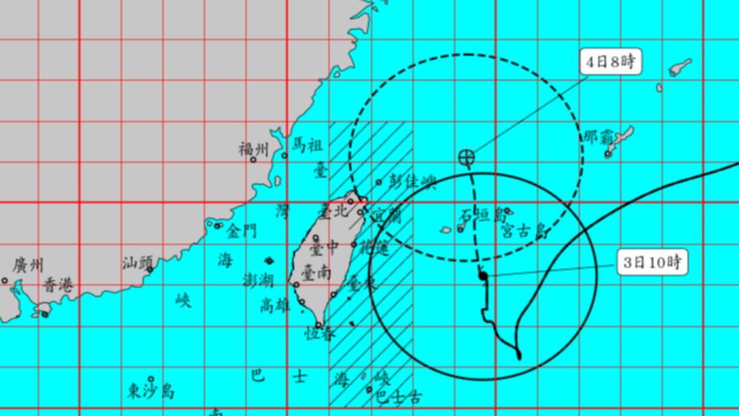 中度颱風軒嵐諾海上陸上颱風警報。（圖／氣象局）