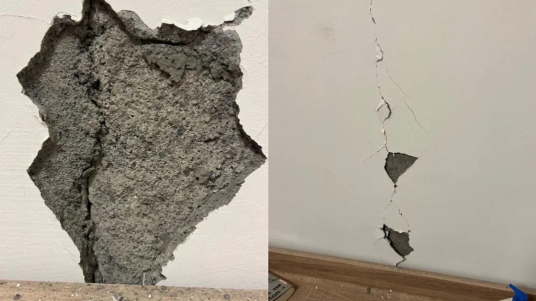 高雄民眾指出自家在地震後牆壁出現裂痕。（圖／翻攝自Dcard）