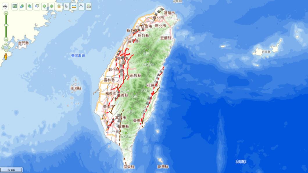 中央地質調查所推出「台灣活動斷層分布」網站。（圖／翻攝自經濟部中央地質調查所）