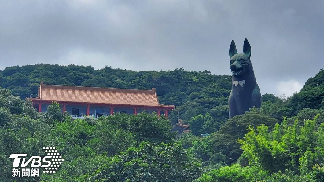 十八王公茂林義犬銅像廟區，在山腰處就可以看見超大尊的銅狗像。