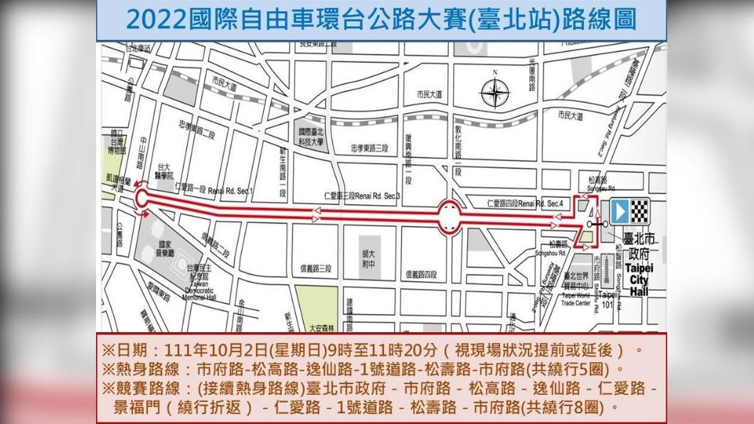 國際自由車環台公路大賽台北站登場　交通管制看