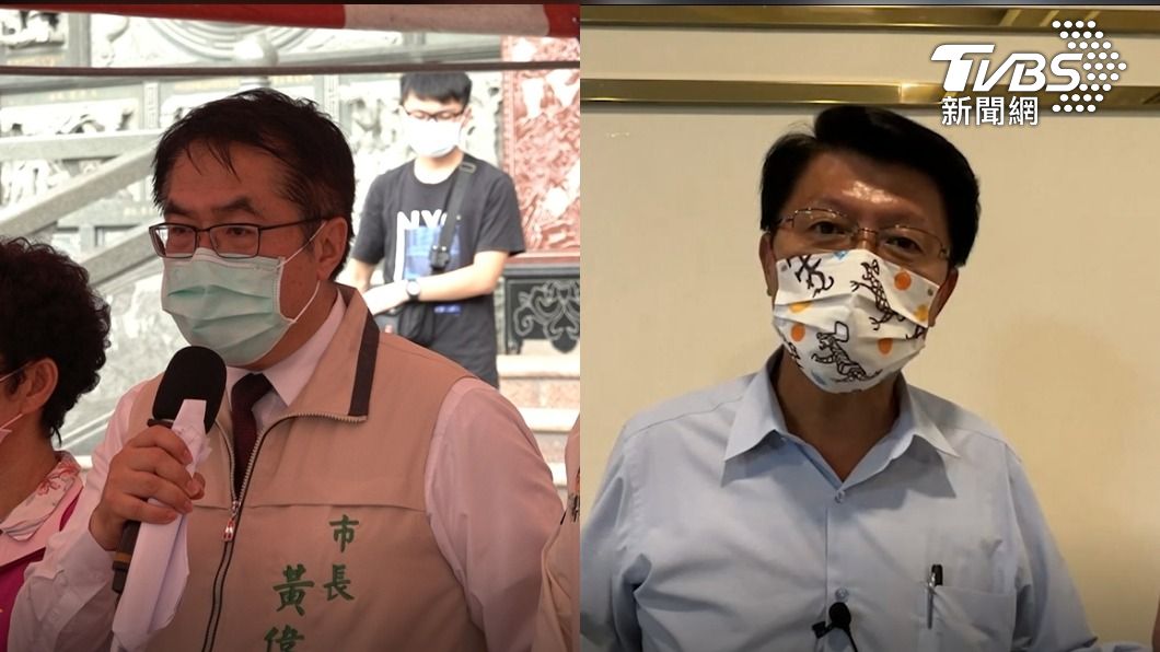 台南市長黃偉哲（左）、國民黨台南市長參選人謝龍介（右）。（圖／TVBS）
