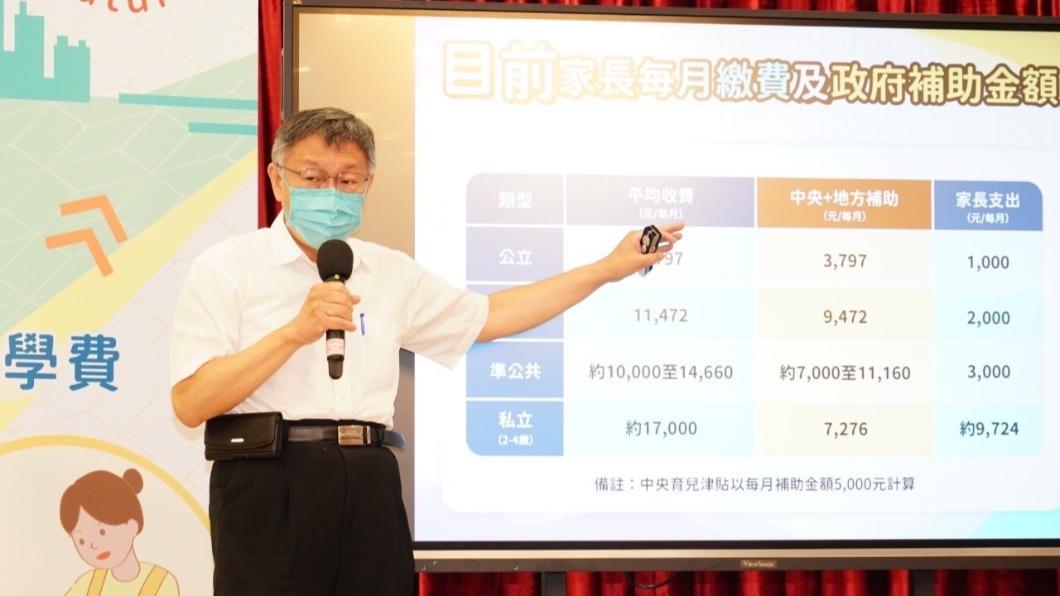 台北市長柯文哲今（3）日公布私幼補助加碼，硬是比蔣萬安的政見還高。（圖／北市府提供）