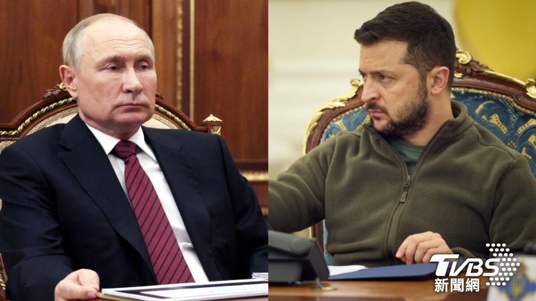 俄羅斯總統普欽（左）、烏克蘭總統澤倫斯基（右）。（合成圖／達志影像美聯社）