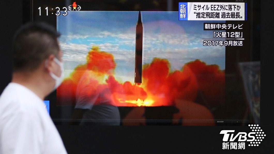 北韓今日發射中程彈道飛彈。（圖／達志影像美聯社）