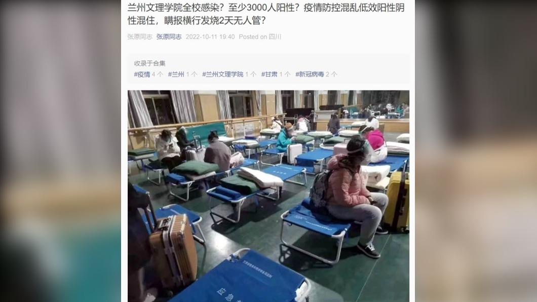中華文化出版社總編輯張原PO出學生在疫情爆發後被封鎖在校園的照片。（圖／翻攝自「張原同志」微信公眾號）