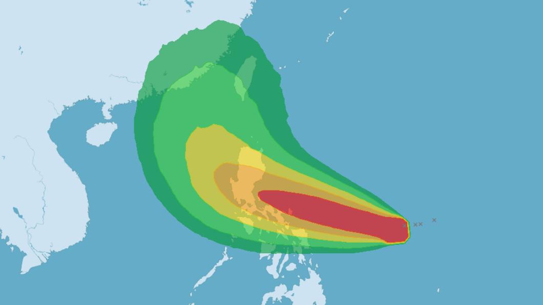 輕度颱風奈格侵襲機率。（圖／氣象局）