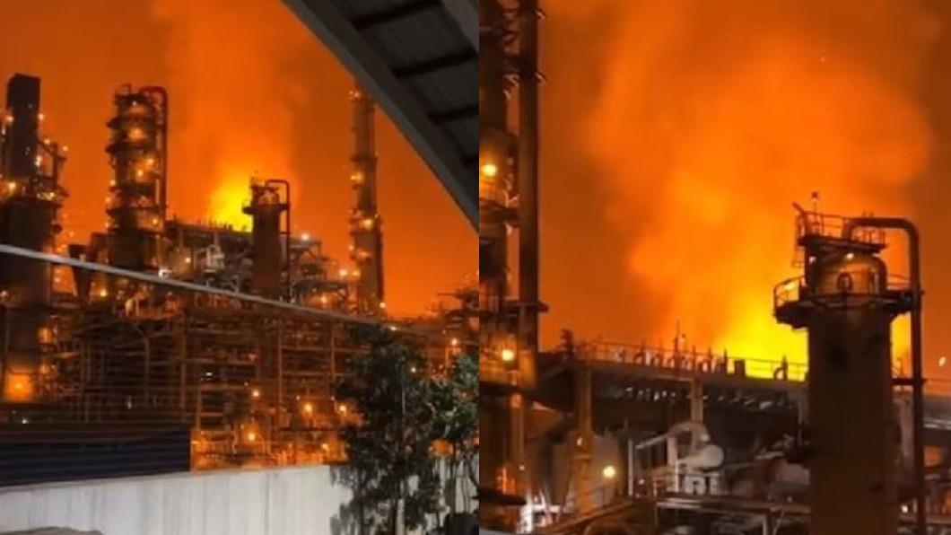 大林煉油廠大火，高雄天空被火光染橘。（圖／翻攝自記者爆料網）