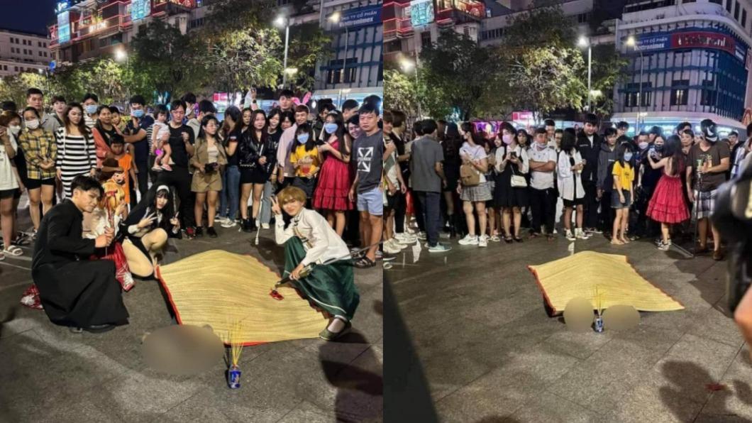 韓國網友質疑越南民眾在萬聖節裝扮成梨泰院罹難者。（圖／翻攝自推特@instiz）