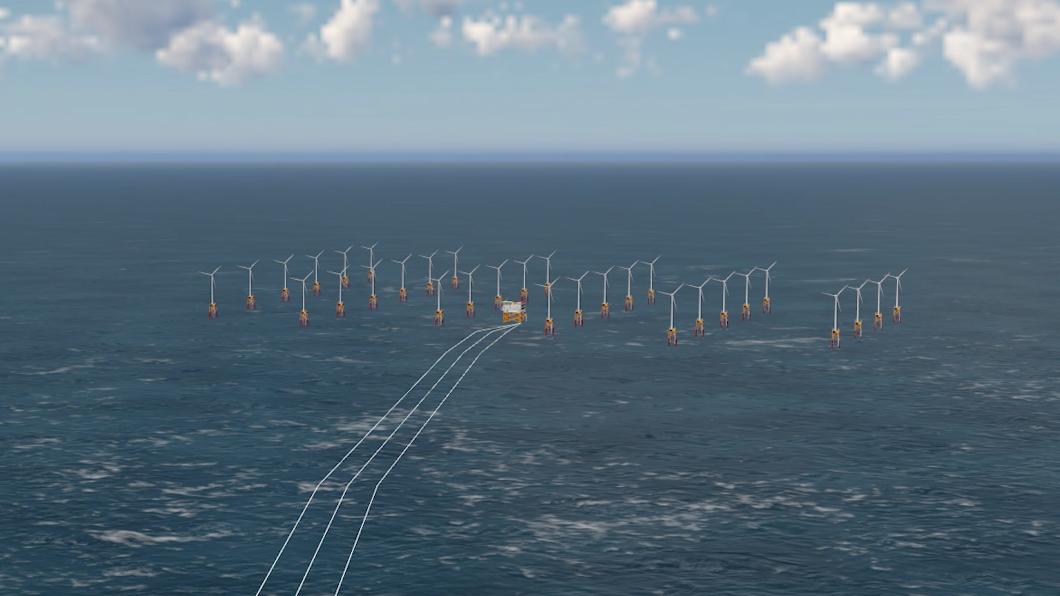 台電去年首座海上電場離岸風電一期加入發電行列，今日二期計畫正式開工動土。（圖／台電提供）