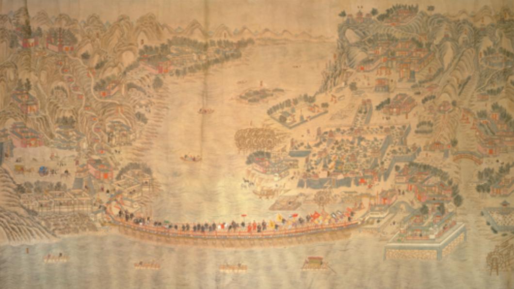 「黃河蘭州浮橋圖」為清朝同治年間的畫作。（圖／國家文化資產網）