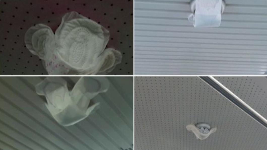 伊朗女性將衛生棉黏在監視器上，對抗政府對女性的打壓。（圖／翻攝自twitter@Vahid）