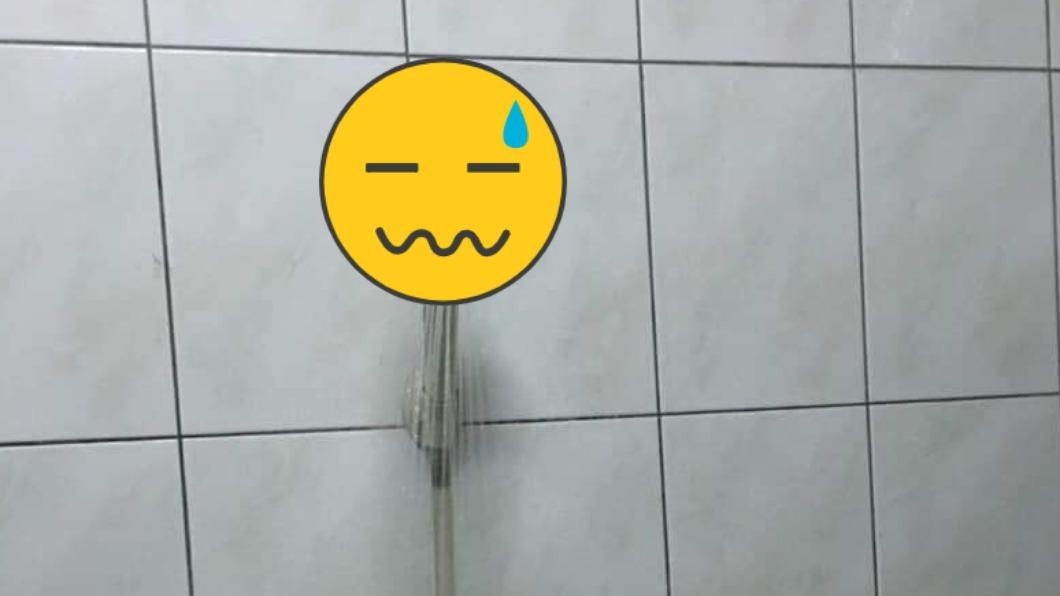 原PO在洗澡時，突然發現有隻蟑螂停在蓮蓬頭上。（圖／翻攝自「爆廢公社」臉書）
