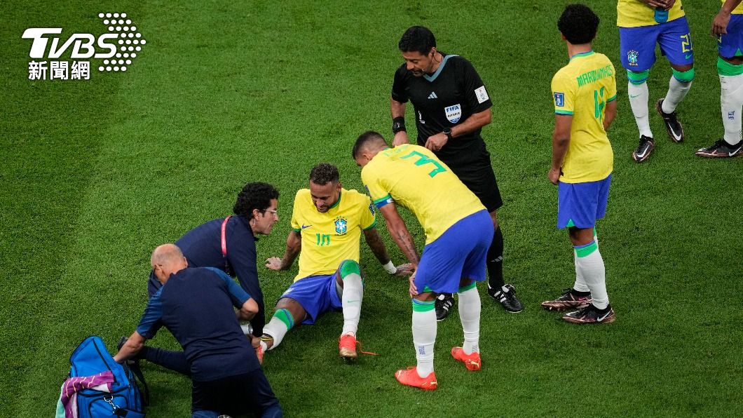內馬爾在世界盃首戰腳踝受傷。（圖／達志影像美聯社）